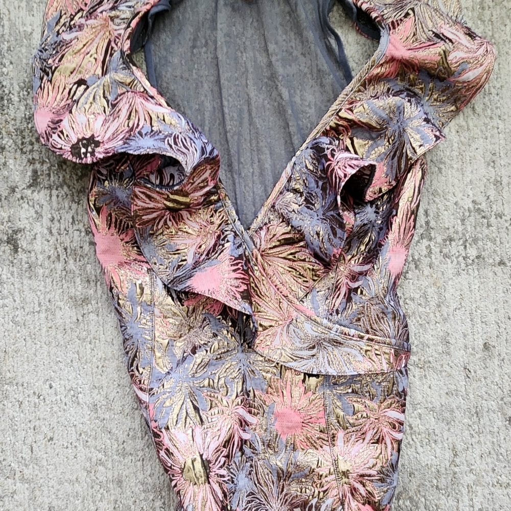 Victoria's Secret Mettalic Gold/Pink Bodysuit